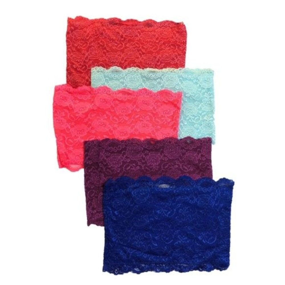 Bozzolo Floral Lace Bandeau Bundle Of 5 Colors Lined Front & Sheer Back